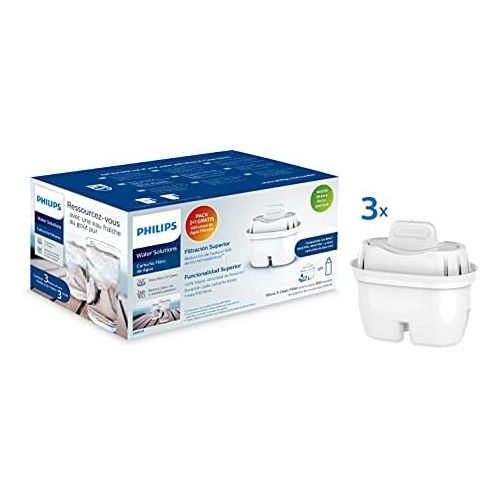  Philips Water Philips AWP211 Micro X Clean Water Filter Cartridges for Water Filter, Compatible with Philips Jugs and Leading Brands, Oval Cartridge Pack 2+1