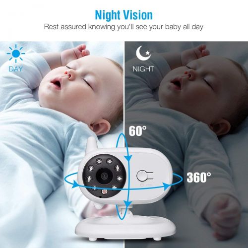  Video Baby Monitor with Camera Philont 2018 Latest Infant Surveillance System with 3.5 Large Screen, IR Night Vision, Temperature Sensor, Lullaby, 2 Way Talk, Sound Activated and A