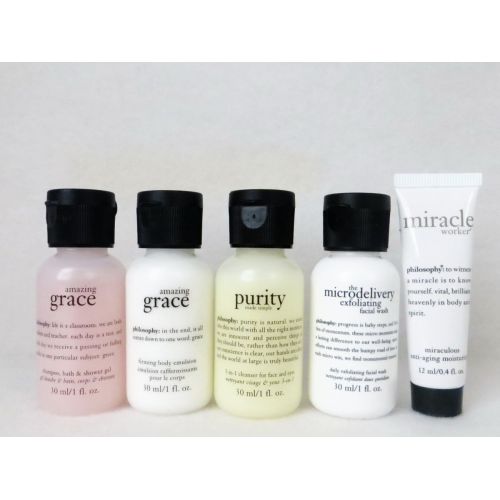  Philosophy Amazing Grace, Purity, Miracle Worker 5-piece Face and Body Care Travel Sized Gift Set