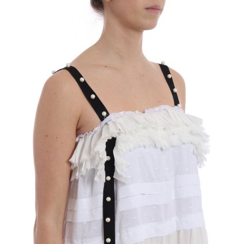  Philosophy di Lorenzo Serafini Ruffled pearl detailed muslin dress