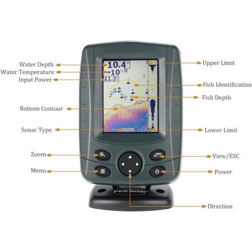  JOYWEE FF688C 3.5 Phiradar Color LCD Boat Fish Finder 200KHz/83KHz Dual Sonar Frequency 300M Detection Muti-Language Auto Zoom