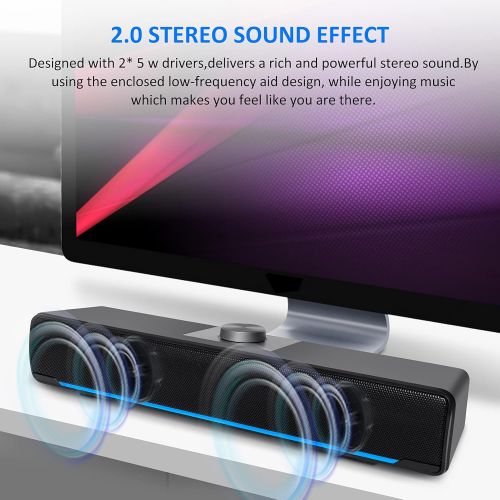  [아마존베스트]Computer Speakers, Phission USB Powered Sound Bar Speakers for Computer Desktop Laptop PC(Upgrade)