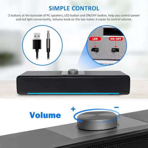  [아마존베스트]Computer Speakers, Phission USB Powered Sound Bar Speakers for Computer Desktop Laptop PC(Upgrade)