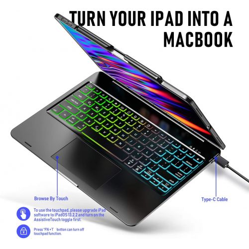  [아마존베스트]Phixnozar Keyboard Case for iPad Pro 12.9 inch 2018-3rd Gen / 2020-4th Gen  Touchpad Keyboard Compatible with iPad Pro 12.9  Backlight Protection Wireless Tablet Keyboard - Pencil Holder I