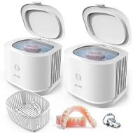 Ultrasonic Cleaner 2 Pack, Phniti Professional Portable Ultrasonic Retainer Cleaner Machine with Timer for Dental Retainer, Mouth Guard, Watch, Ring, Diamond - Household Use, White