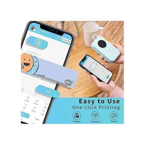  Phomemo D30 Label Maker Machine, Portable Bluetooth Mini Label Printer, Smart Phone Handheld Thermal Sticker Small Labeler Multiple Templates Font Icon Inkless for Home Office