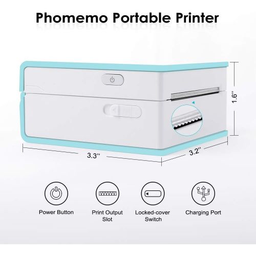  [아마존베스트]Phomemo Mini Bluetooth Wireless Paper Pocket Printer Portable Instant Mobile Printer Thermal Printer Compatible with iOS + Android for Learning Assistance, Mistake Collection, Stud