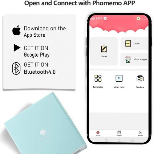  [아마존베스트]Phomemo Mini Bluetooth Wireless Paper Pocket Printer Portable Instant Mobile Printer Thermal Printer Compatible with iOS + Android for Learning Assistance, Mistake Collection, Stud