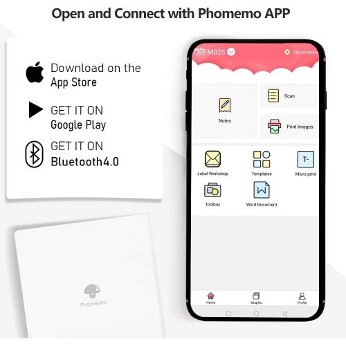  [아마존베스트]Phomemo Pocket Printer Mini Bluetooth Wireless Portable Instant Mobile Thermal Label Sticker mutilfuction Printer Compatible with Android iOS for Company Businesse, Work Plan, Meet