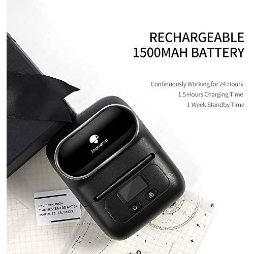  Phomemo-M110 Label Maker - Portable Bluetooth Thermal Label Printer Apply to Clothing, Jewelry, Retail, Mailing, Barcode, Compatible for Android & iOS System, with 1 40×30mm Label