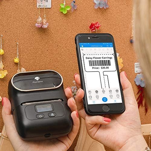  Phomemo-M110 Label Maker - Portable Bluetooth Thermal Label Printer Apply to Clothing, Jewelry, Retail, Mailing, Barcode, Compatible for Android & iOS System, with 1 40×30mm Label