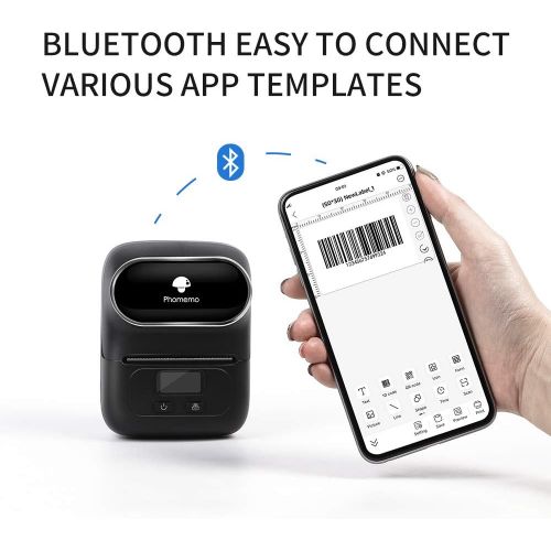  Phomemo-M110 Label Maker - Portable Bluetooth Thermal Label Printer Apply to Clothing, Jewelry, Retail, Mailing, Barcode, Compatible for Android & iOS System, with 1 40×30mm Label