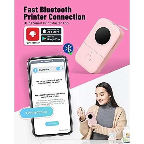  [아마존베스트]Phomemo D30 Mini Label Printer-Bluetooth Pink Label Maker Easy Smartphone Label Printer Use for Home Office Organization (USB Rechargeable)-with 1 12mmX40mm Thermal Paper Included