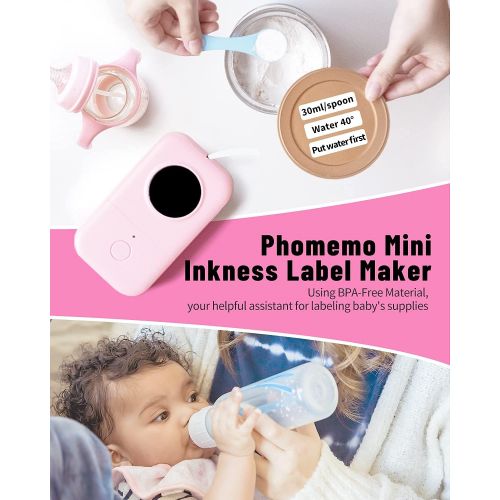  [아마존베스트]Phomemo D30 Mini Label Printer-Bluetooth Pink Label Maker Easy Smartphone Label Printer Use for Home Office Organization (USB Rechargeable)-with 1 12mmX40mm Thermal Paper Included