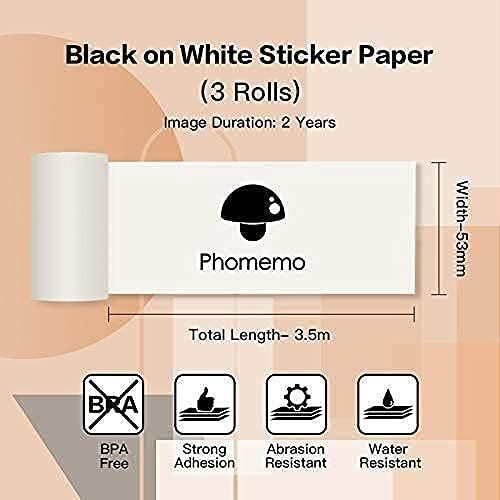  [아마존베스트]Phomemo M02 Pro Pocket Printer- Mini Bluetooth Thermal Printer with 3 Rolls White Sticker Paper, Compatible with iOS + Android for Learning Assistance, Study Notes, Journal, Fun, W