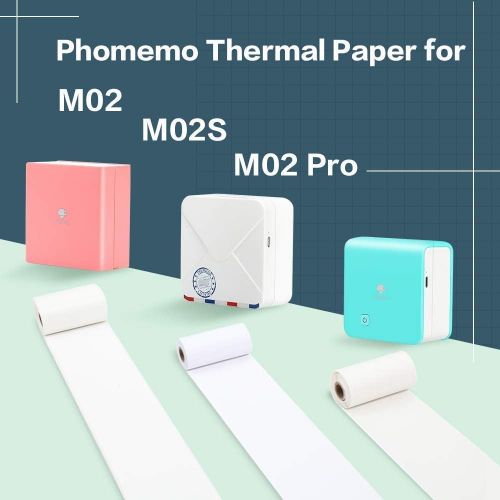  [아마존베스트]Phomemo M02 Pro Pocket Printer- Mini Bluetooth Thermal Printer with 3 Rolls White Sticker Paper, Compatible with iOS + Android for Learning Assistance, Study Notes, Journal, Fun, W