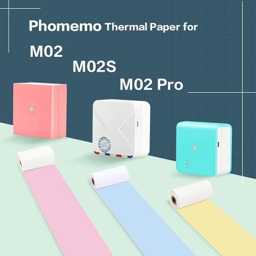  [아마존베스트]Phomemo M02 Pro Mini Printer- Bluetooth Thermal Photo Printer with 3 Rolls Colorful Non-Adhesive Paper, Compatible with iOS + Android for Plan Journal, Study Notes, Art Creation, W