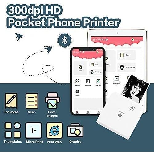  [아마존베스트]Phomemo M02 Pro Pocket Printer - with 3 Rolls Transparent Gold Paper， Compatible with iOS + Android for Plan Journal, Study Notes, Art Creation, Work, Gift