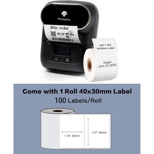  [아마존베스트]Phomemo-M110 Label Maker - Portable Bluetooth Thermal Label Maker Printer for Clothing, Jewelry, Retail, Mailing, Barcode, Compatible with Android & iOS System, with 1pack 40×30mm