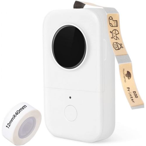  [아마존베스트]Phomemo D30 Bluetooth Label Maker (White)-2021 Mini Thermal Bluetooth Label Printer Easy to Use for Home Office Organization (USB Rechargeable)-with 1 12mmX40mm Thermal Label Print