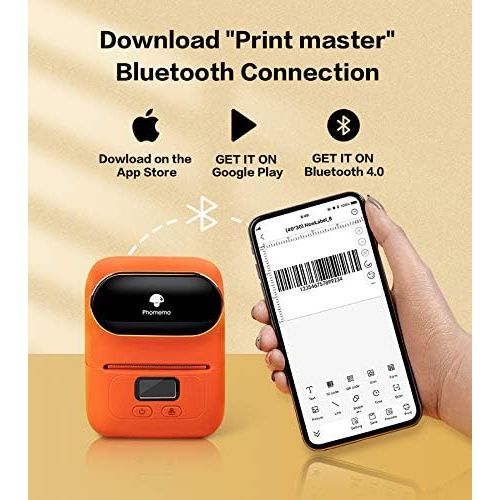 [아마존베스트]Phomemo M110S Mini Label Maker- Bluetooth Thermal Label Printer Maker for Barcode, Clothing, Jewelry, Retail, Mailing, Business, Compatible with Android & iOS, Orange