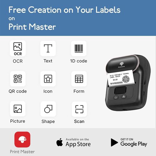  [아마존베스트]Phomemo M110 Label Maker, Price Label Printer with Bluetooth, Apply to Labeling, Shipping, Office, Cable, Retail, Barcode and More, Compatible for Android & iOS System, Label Print