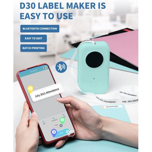  [아마존베스트]Phomemo D30 Bluetooth Label Maker-Small Wireless Label Printer,Thermal Label Maker Machine Compatible with iOS + Android, Great for Home, Office, Supermarket,Include 1Roll Thermal