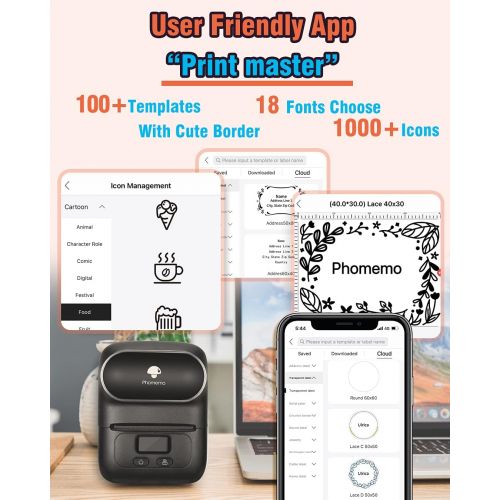  [아마존베스트]Phomemo M110S Label Maker- Mini Portable Bluetooth Thermal Label Printer for Barcode, Clothing, Jewelry, Retail, Mailing, Business, Compatible with Android & iOS, Black