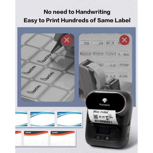  [아마존베스트]Phomemo M110S Label Maker- Mini Portable Bluetooth Thermal Label Printer for Barcode, Clothing, Jewelry, Retail, Mailing, Business, Compatible with Android & iOS, Black