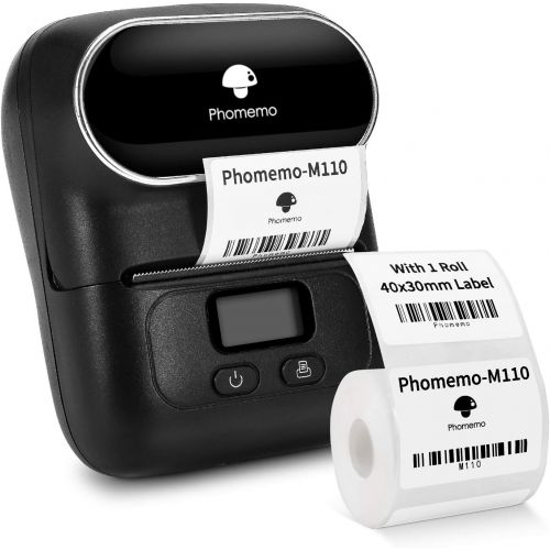  [아마존베스트]Phomemo M110S Label Maker- Mini Portable Bluetooth Thermal Label Printer for Barcode, Clothing, Jewelry, Retail, Mailing, Business, Compatible with Android & iOS, Black