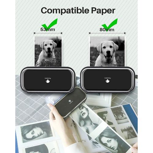  Phomemo M03 Notes Printer- Portable Printer Photo Printer with 3 Roll 2 Inch White/Transparent/Semi-Transparent Thermal Paper, Compatible with iOS + Android for Photos, Journalist,