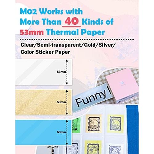  [아마존베스트]Phomemo M02 Pocket Printer Thermal Photo Printer Portable Mini Bluetooth Printer Compatible with Android and iOS System with 1 Paper Roll and Paper Holder for Journal, Travel, Dail