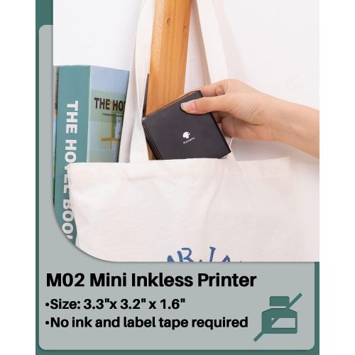  [아마존베스트]Phomemo M02 Mini Printer Mobile Phone Printer Bluetooth Pocket Printer Photo Printer Portable Mobile Printer Compatible with Android and iOS System for Bullet Journal, Photos, Stud