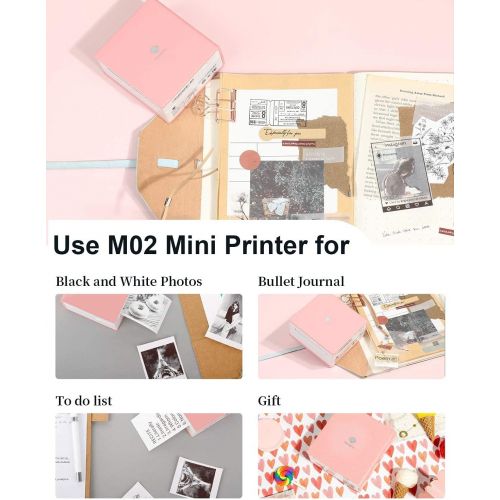  [아마존베스트]Phomemo M02 Pocket Printer Bluetooth Printer Thermal Photo Printer Portable Mini Printer Compatible with Android and iOS System for Instant Printing Retro Photos, Working, Study Pi