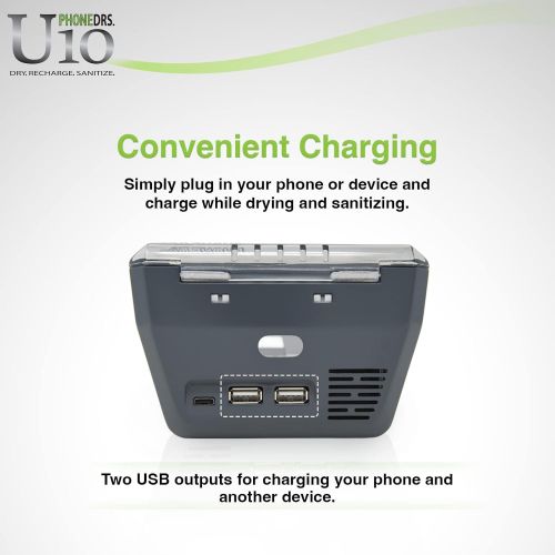  PHONEDRS U10 UV-C Cell Phone Sanitizer with Dryer and Charger Cleans, Dries and Charges All Phones