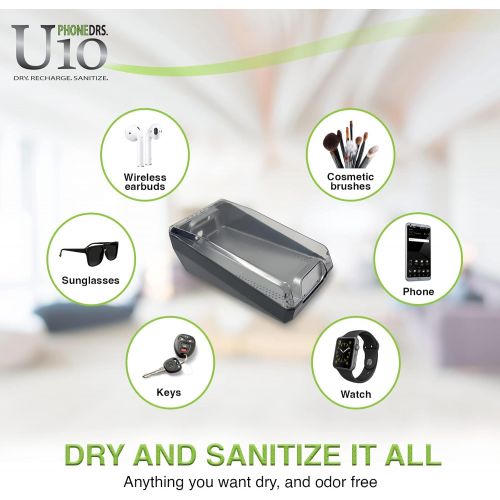  PHONEDRS U10 UV-C Cell Phone Sanitizer with Dryer and Charger Cleans, Dries and Charges All Phones