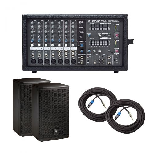  Phonic},description:Whether you’re a live performer, a mobile DJ or need a front of house system for your bar or cafe, this PA package offers everything you need to amplify a varie
