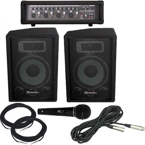  Phonic},description:This portable PA equipment pack is perfect for performers on a tight budget. The Phonic Powerpod 410S710 PA Package includes a rugged Phonic 410 powered mixer