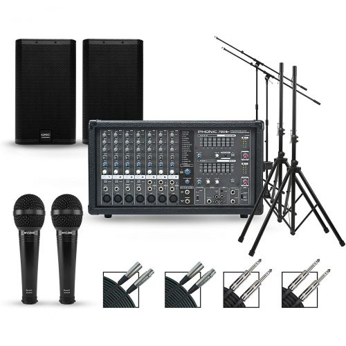  Phonic Complete PA Package with Powerpod 780 Plus Mixer and QSC E Series Speakers 15 Mains