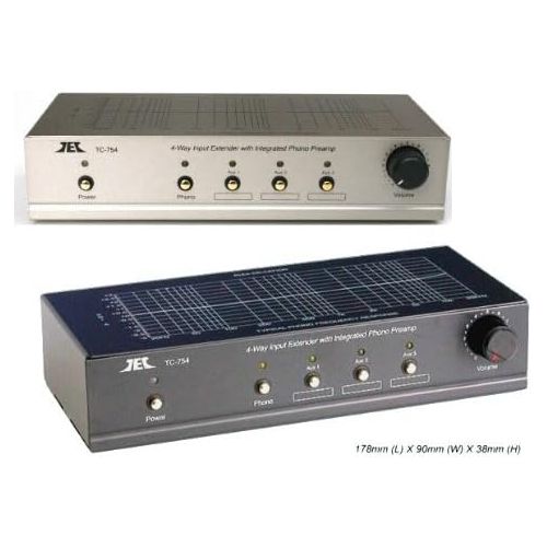  [아마존베스트]Phono Preamps TCC TC-754 BLACK RIAA Phono Preamp With Three Switchable Aux Inputs; includes optional PREMIUM HIGH POWER AC Adaptor