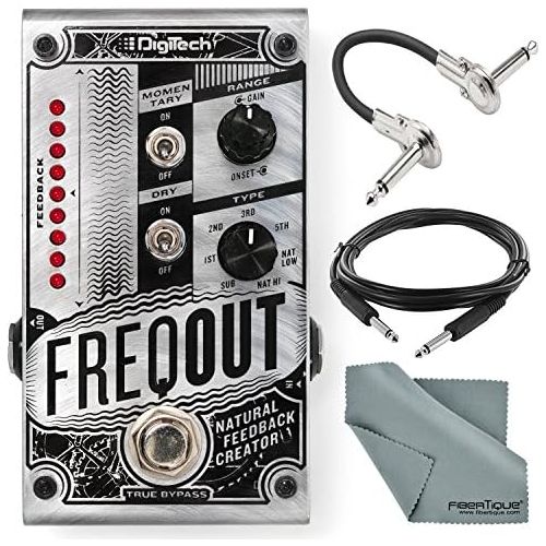  Photo Savings DigiTech FreqOut Natural Feedback Creation Pedal and Accessory Bundle with Cables + Fibertique Cloth