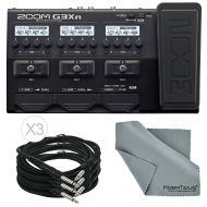 Photo Savings Zoom G3Xn Multi-Effects Processor with Expression Pedal for Guitar Deluxe Bundle with 3 1/4 Inch Cables + Fibertique Cleaning Cloth