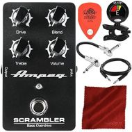 Photo Savings Ampeg Scrambler Bass Overdrive Pedal with Guitar Clip-On Tuner, Picks, Cables, and Fibertique Cloth