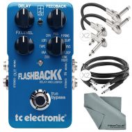 Photo Savings TC Electronic Flashback Delay and Looper Guitar Effect Pedal w/TonePrint and Accessory Bundle w Xpix 1/4 TRS Cables + ¼” Right-Angle Phone Male Cables + Fibertique Cloth