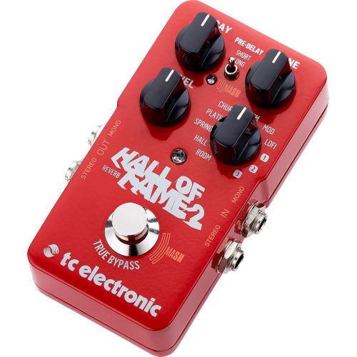  Photo Savings TC Electronic Hall of Fame 2 Reverb Effects Pedal for Electric Guitars and Accessory Bundle w/Cables + Fibertique Cloth