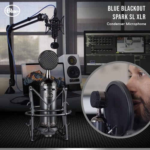  Photo Savings Blue Spark SL Large-Diaphragm Studio Condenser Microphone with Samson Microphone Boom Arm Stand, Closed-Back Headphones, and Platinum Bundle