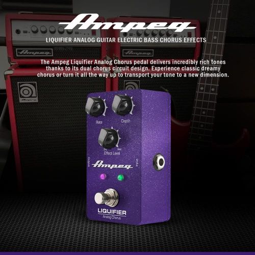  Photo Savings Ampeg Liquifier Analog Guitar Electric Bass Chorus Effects pedal with Clip-On Cable and Fibertique Cloth