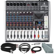 Photo Savings Behringer XENYX X1222USB 16-Input USB Audio Mixer with Effects and Accessory Bundle w/Adapter + 4X Xpix Pro Cables + More