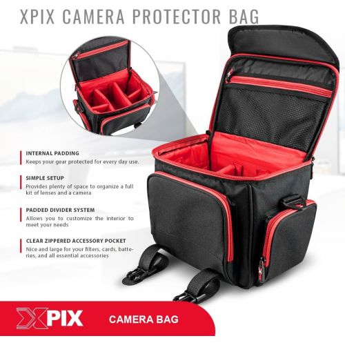  [아마존베스트]Photo Savings Xpix Deluxe Camera/Camcorder & Accessories Protector Bag with Shoulder Strap