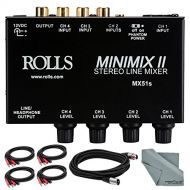 Photo Savings Rolls MX51s Mini-Mix II 4-Channel RCA Mixer and Accessory Bundle w/ 4X 2 RCA Male Cable + Xpix Pro XLR Cable+ Fibertique Cloth